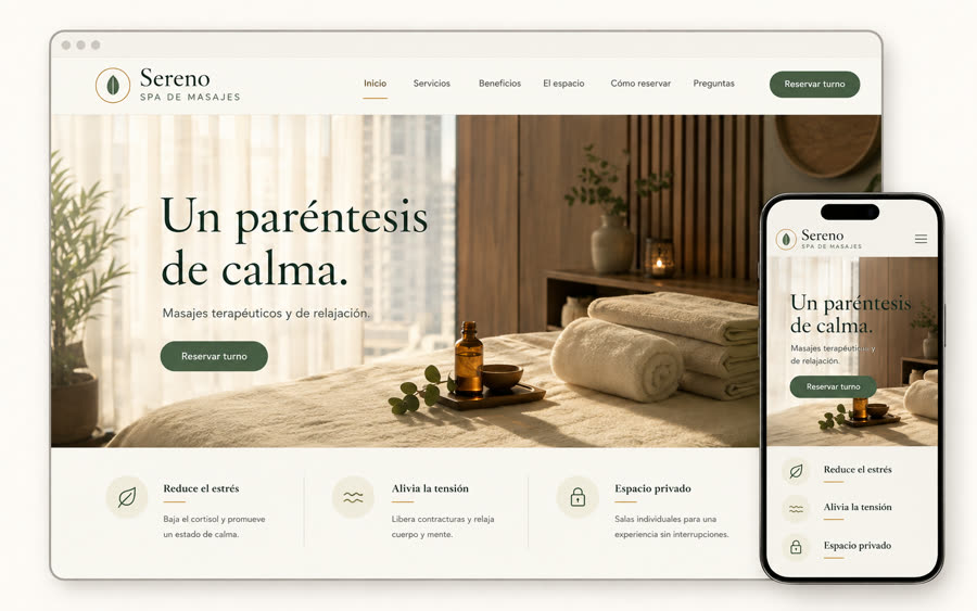 Vista previa de un sistema de reservas online